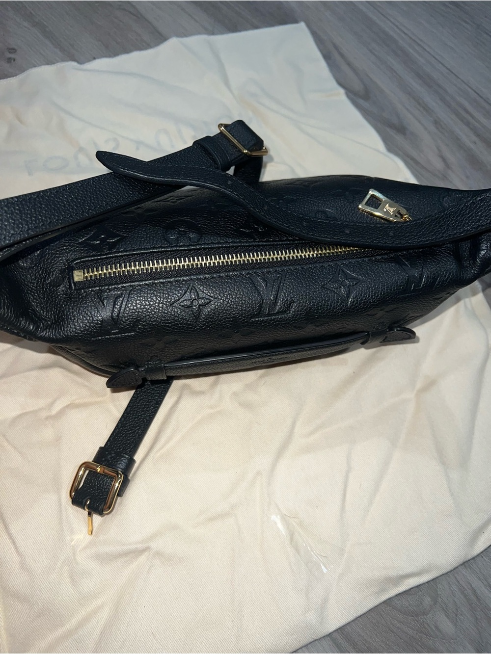 Louis Vuitton Black Embossed Monogram Crossbody Belt Bag - Picture 3 of 11
